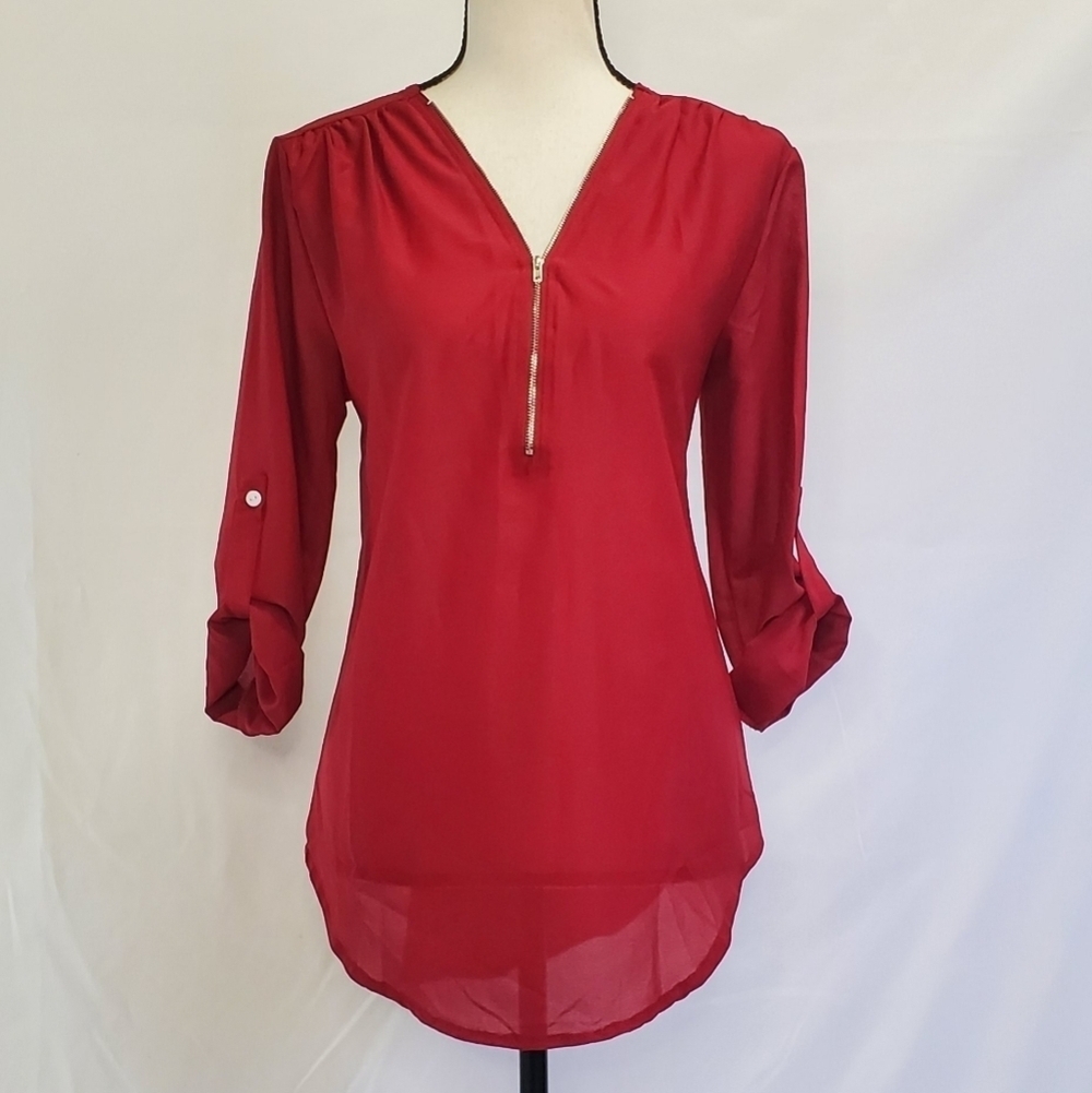 Ruby red/maroon droptail blouse